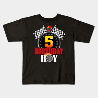 Kids 5th Birthday Racing Car Driver Kids T-Shirt